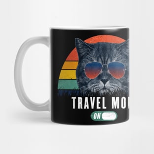 Travel mode on Retro Funny cat 80s Chill mode Gift for Cat Lover Mug